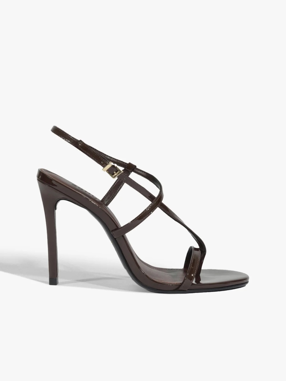 SCHUTZ Brown Patent Strappy Slingback Stiletto